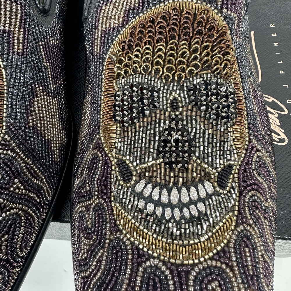 Donald Pliner Pascow Skulls Embellished Loafers Men's Size 10.5M UK - Picture 4 of 16